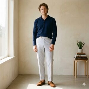 Todd Snyder Pants Mens 36x34 Blue Seersucker Striped Cotton Tailored Preppy